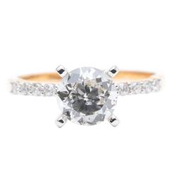Sparking 1.32 Carat Diamond Two Color Gold Engagement Ring Suite 