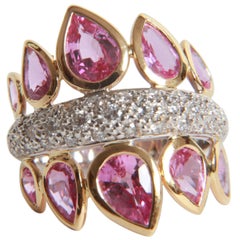 4, 74 Carats Pink Sapphires and 1 Carat White Diamonds Ring by Marion Jeantet