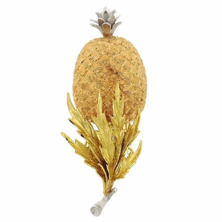 Buccellati Multicolor Gold Pineapple Brooch Pin For Sale at 1stDibs