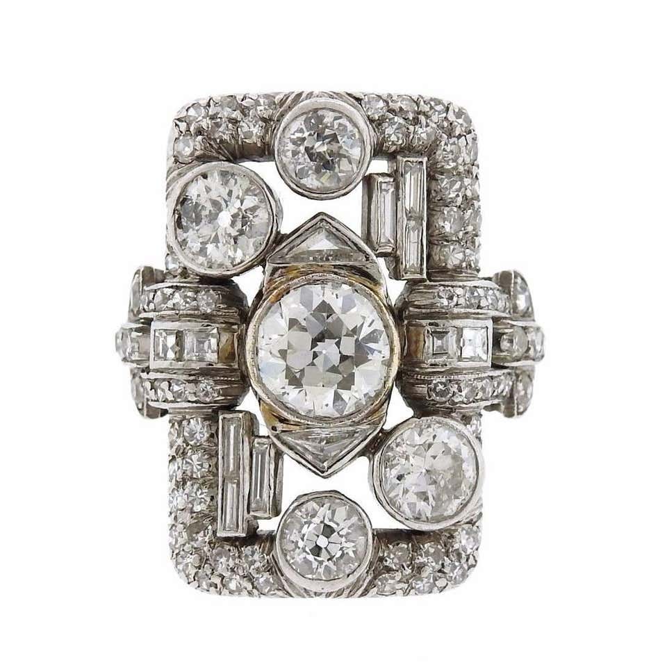 Art Deco Diamond Platinum Ring at 1stDibs