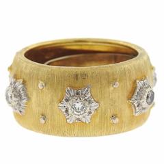 Buccellati Diamond Gold Wide Wedding Band Ring