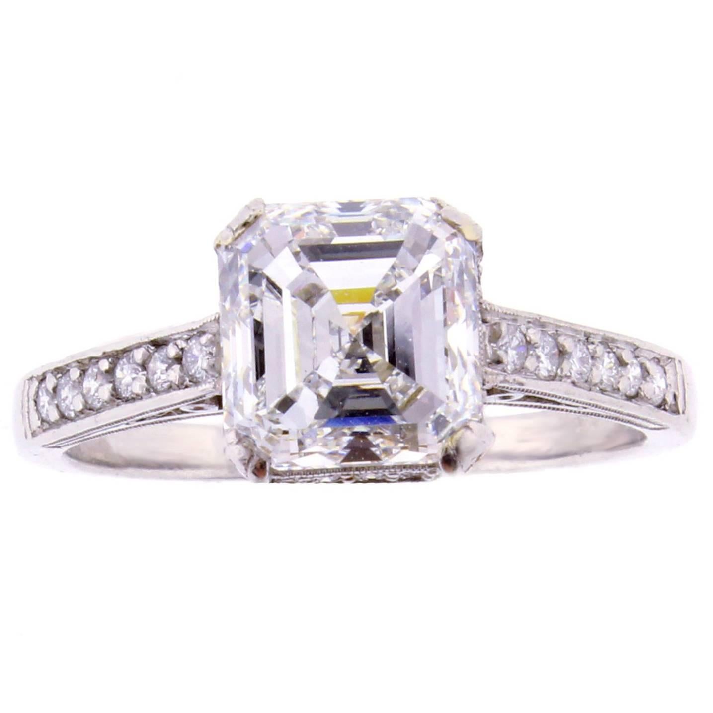 2.51 carat G.I.A. Asscher Cut Diamond platinum Solitaire Ring