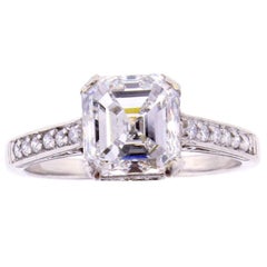 2.51 carat G.I.A. Asscher Cut Diamond platinum Solitaire Ring
