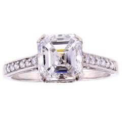 2.51 carat G.I.A. Asscher Cut Diamond platinum Solitaire Ring 1
