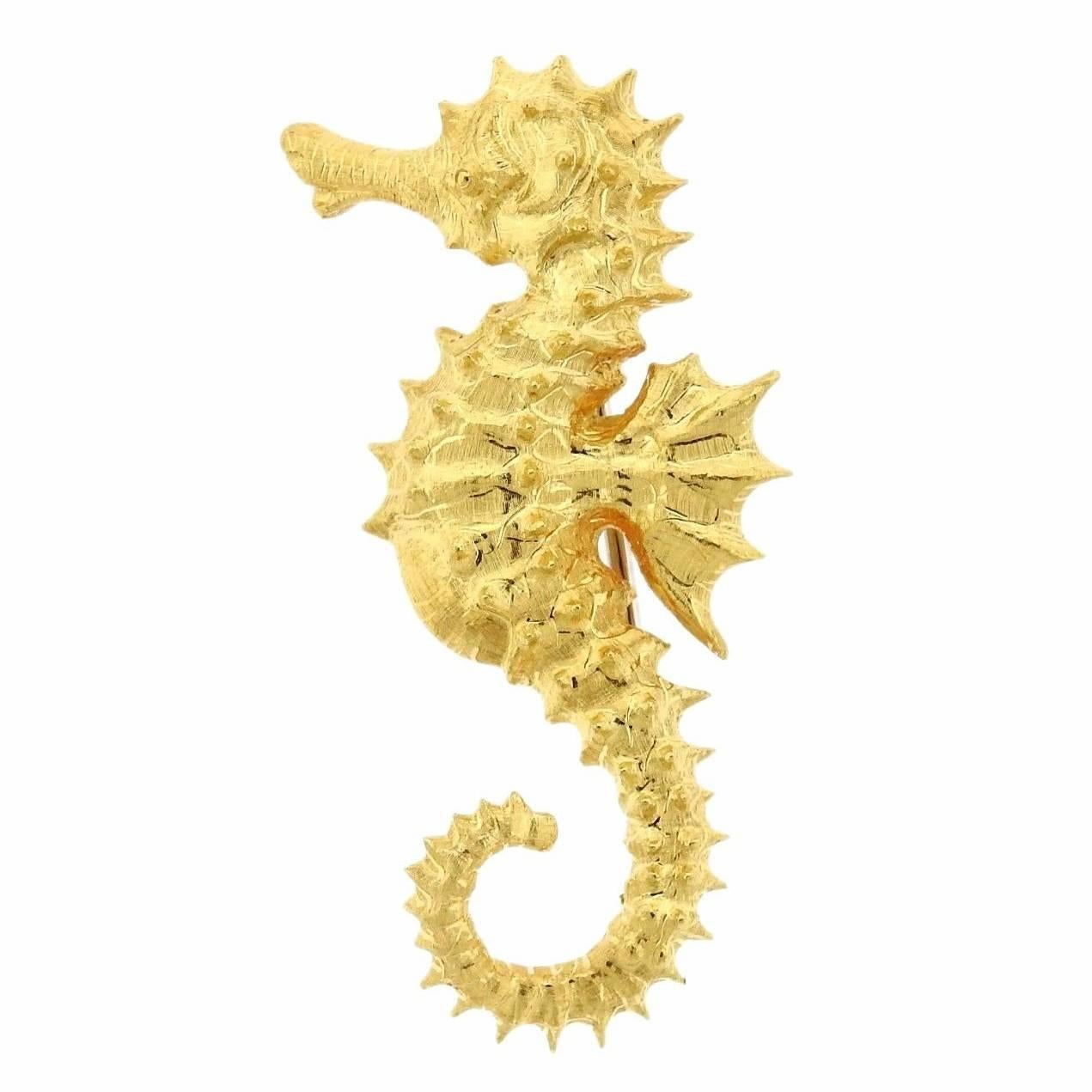Buccellati Gold Sea Horse Brooch Pin at 1stDibs gold seahorse