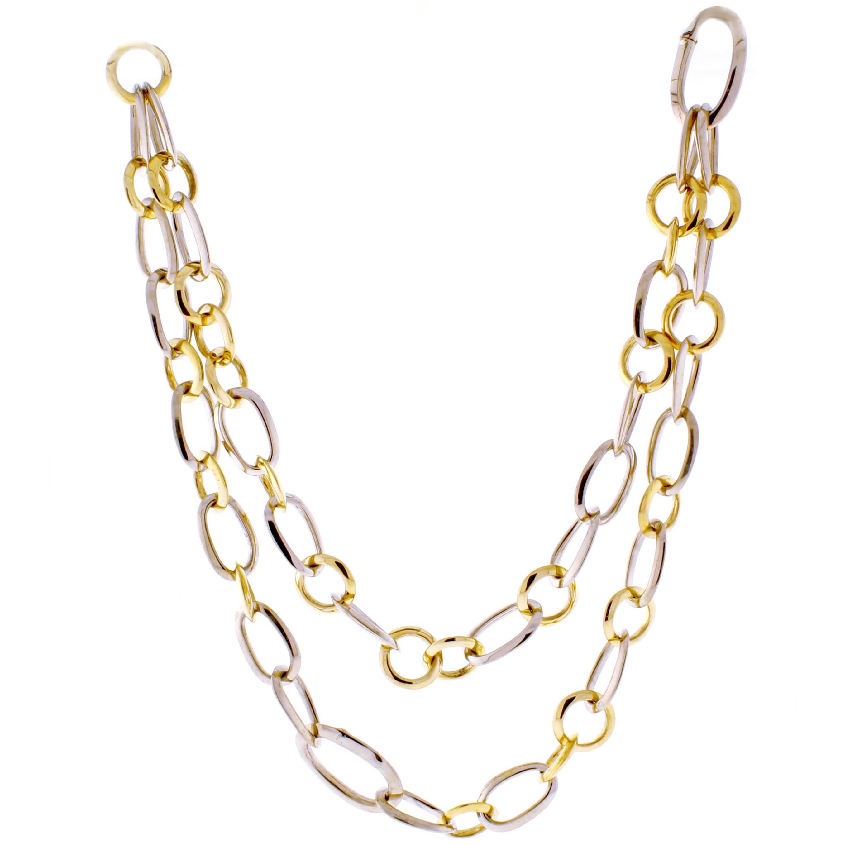 Pomellato Two Color Gold Link Necklace Bracelet Combination