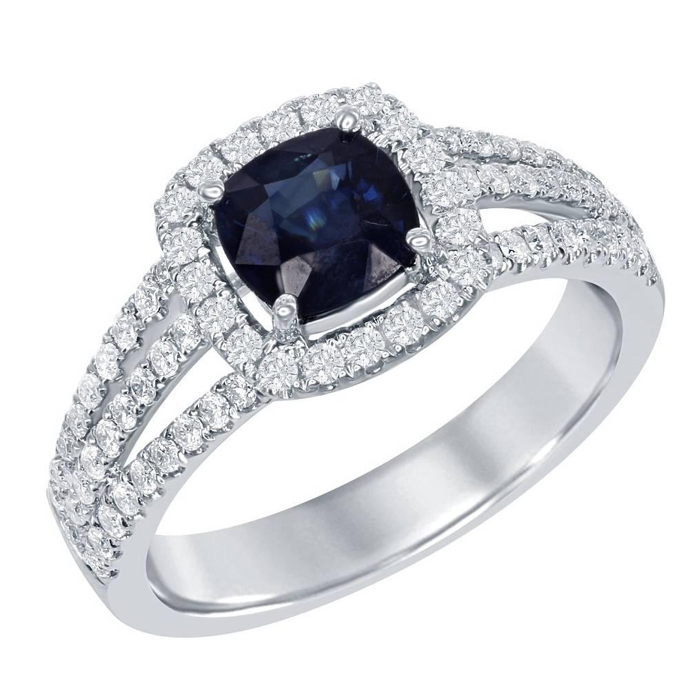Square Cushion Sapphire Diamond Gold Ring