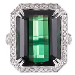 13.22 Carat Tourmaline Ring with Diamonds