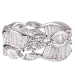 3.10 Carats Marquise and Baguette Diamonds platinum Eternity Band Ring