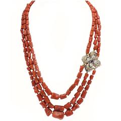 Luise Coral Topaz Garnet Diamonds silver gold Necklace 10