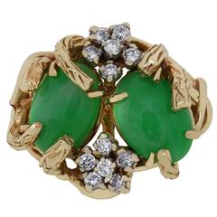 AGL Certified Jade Diamond Gold Ring 2