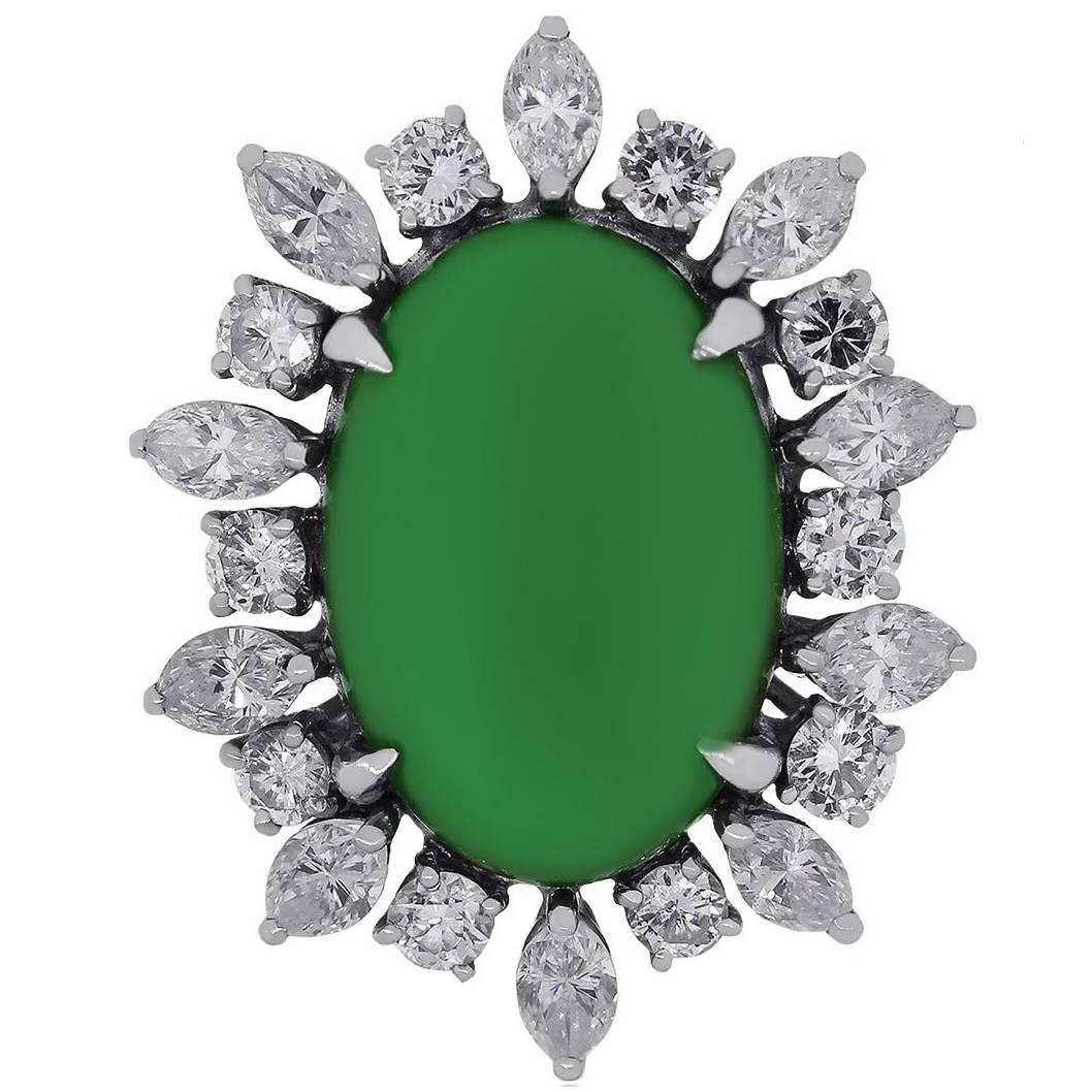 3 Karat AGL-zertifizierter Jade-Diamant-Goldring im Angebot
