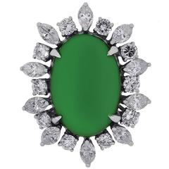 Retro 3 carat AGL Certified Jade Diamond Gold Ring