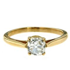 Retro Diamond Solitaire Yellow Gold Ring