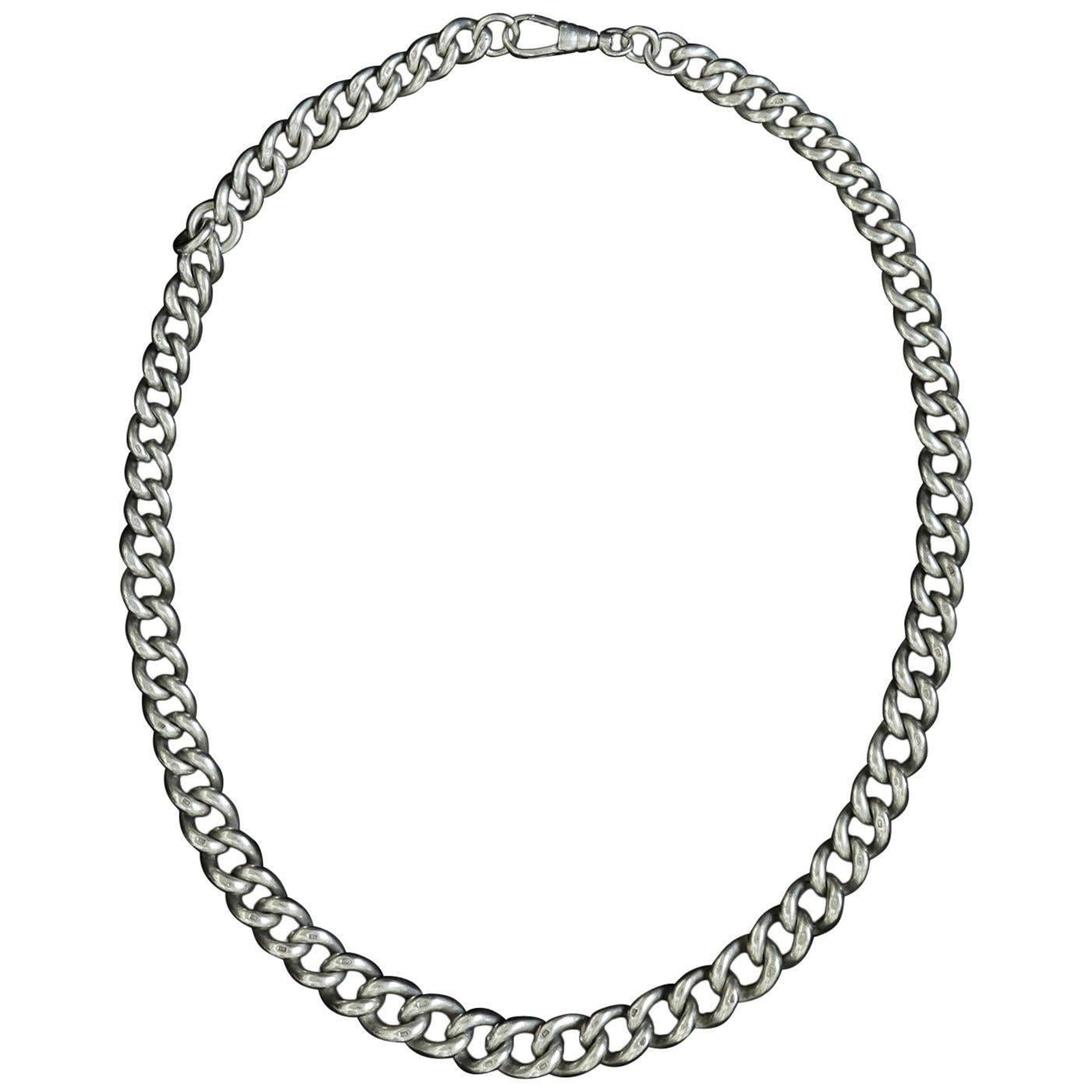 Substantial Edwardian Sterling Silver Chain For Sale