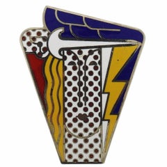 1960s Roy Lichtenstein Metal Enamel Modern Head Large Brooch Pin