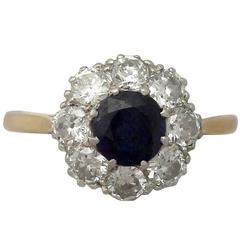 1940s 1.05 Carat Sapphire and 1.45 Carat Diamond Yellow Gold Cocktail Ring 10