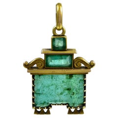 Antique Little Emerald House Pendant