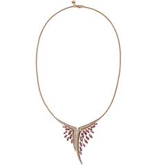 Pink Tourmaline and Diamond Aerial Necklace 