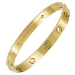 Cartier Love Four Diamond Yellow Gold Bracelet 