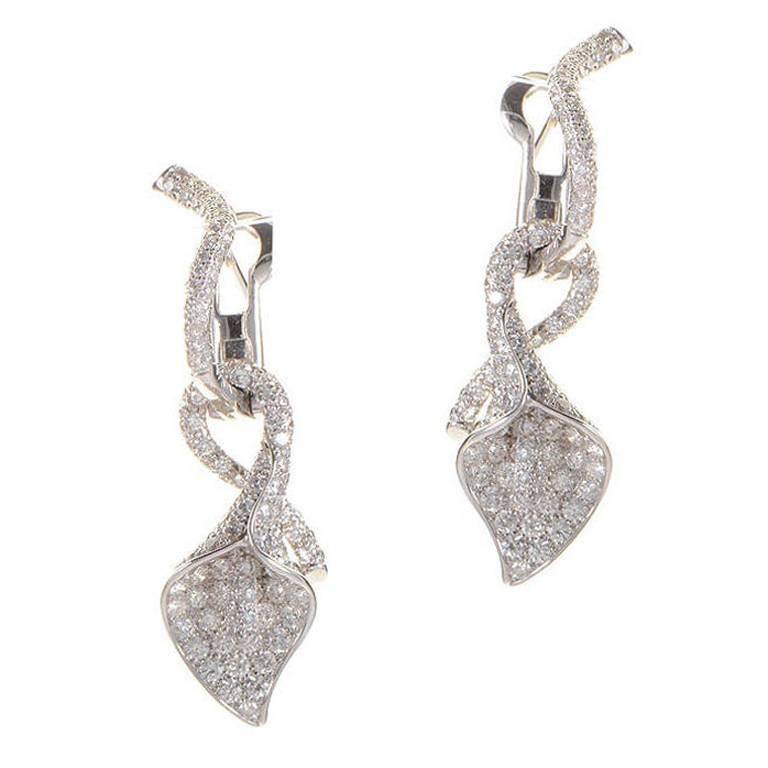 Asprey Diamond Gold Calla Lily Drop Earrings At 1stdibs Asprey Diamond Gold Calla Lily Drop Earrings For
