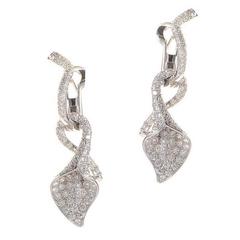 Asprey Diamond Gold Calla Lily Drop Earrings