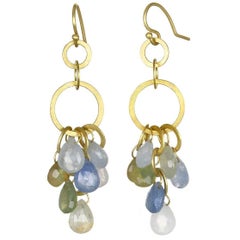 Faye Kim 18k Gold Umba Sapphire Briolette Drop Earrings
