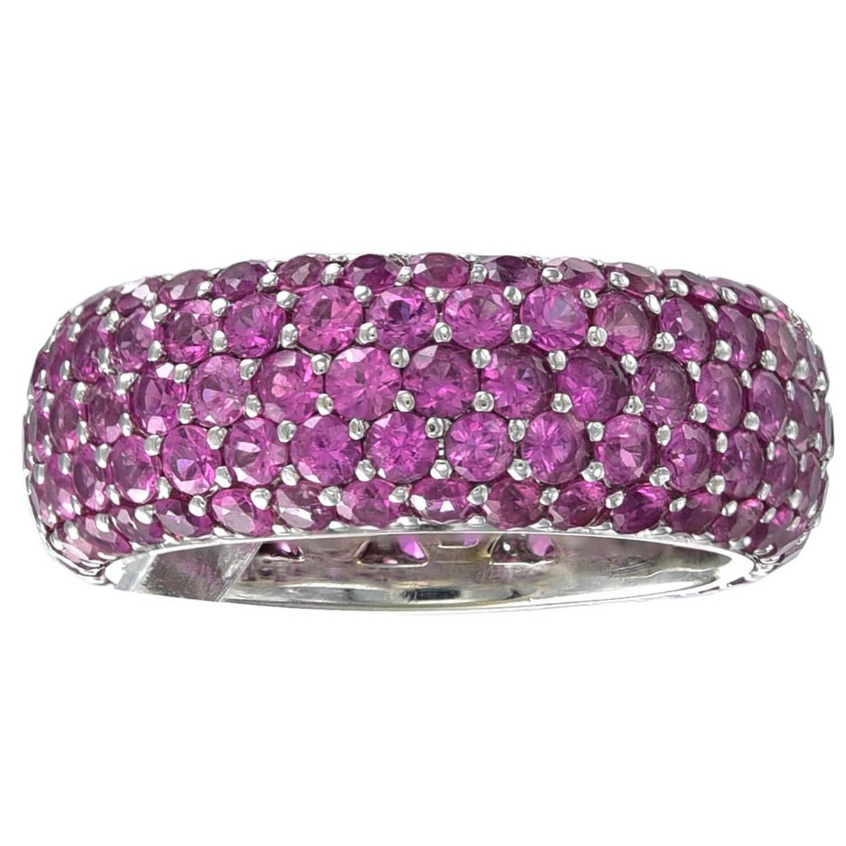 Sparkling Pink Sapphire White Gold Eternity Ring
