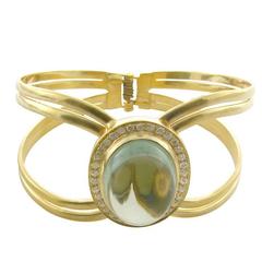 Green Amethyst with Diamonds Bangle Cuff 9