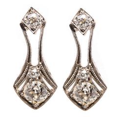 Art Deco 1.40 Carat Diamond Earrings