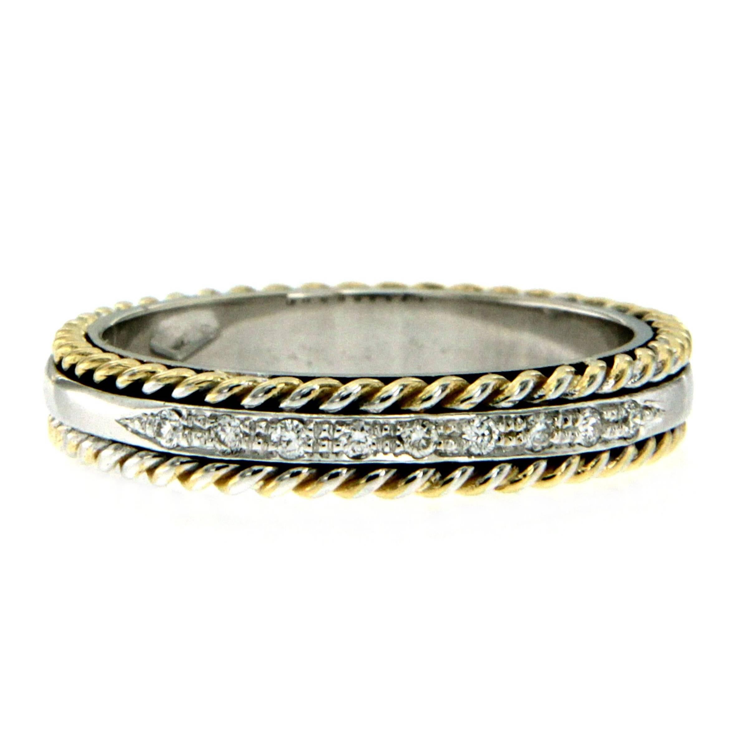 Rope Design Diamond Gold Band Ring
