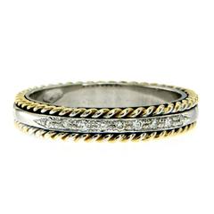 Rope Design Diamond Gold Band Ring