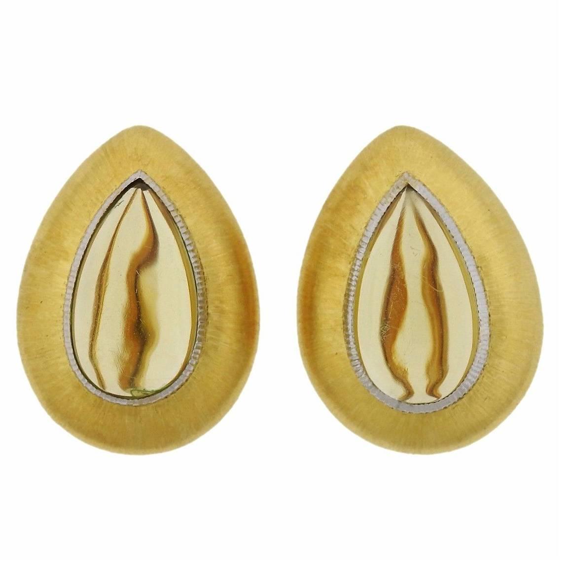Buccellati Gold Citrine Teardrop Earrings 