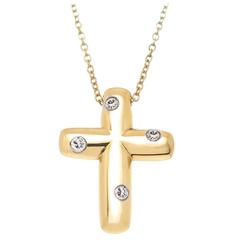 Tiffany & Co Gold and Diamond Cross Pendant Necklace