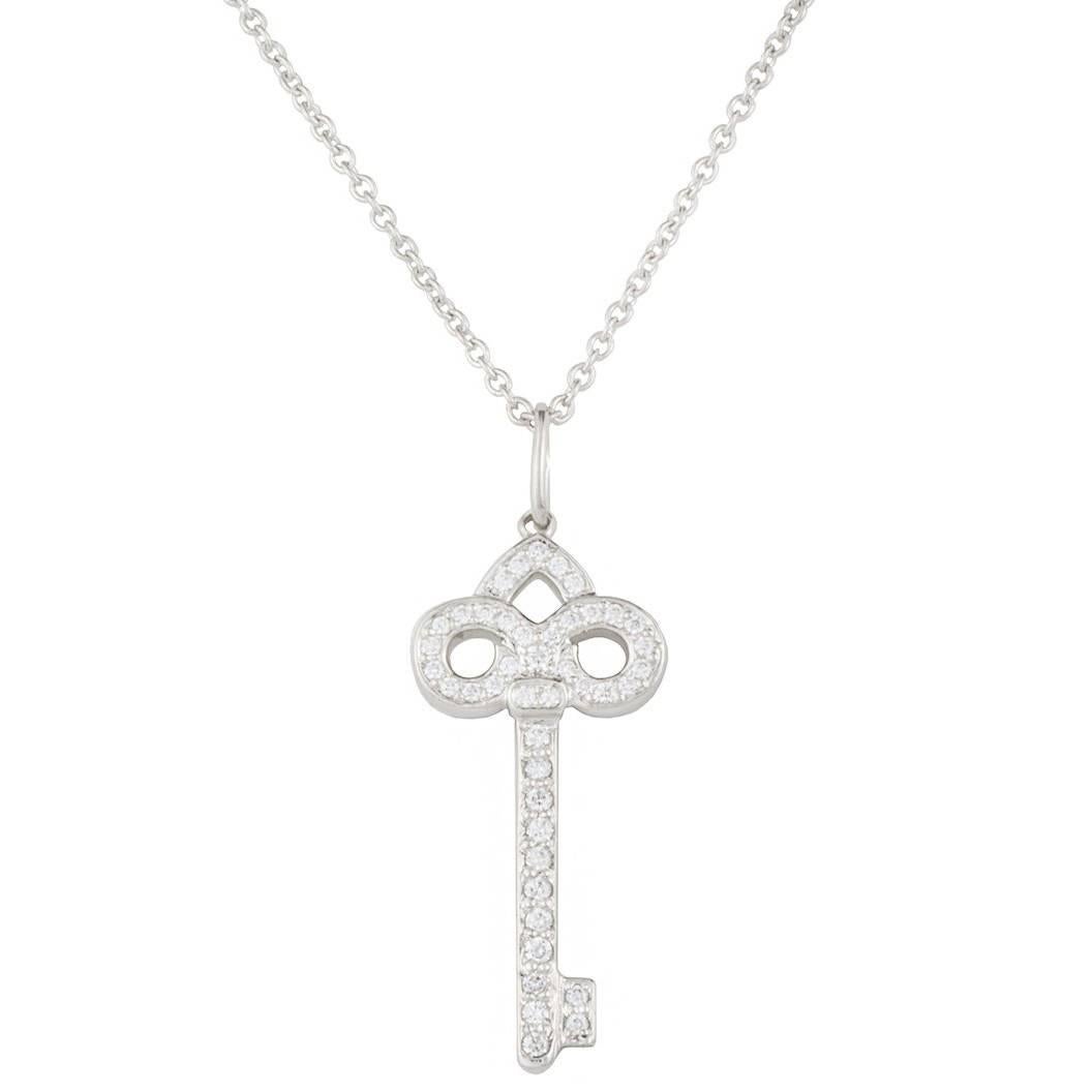 Tiffany & Co. Fleur De Lis Diamond Set Key Pendant