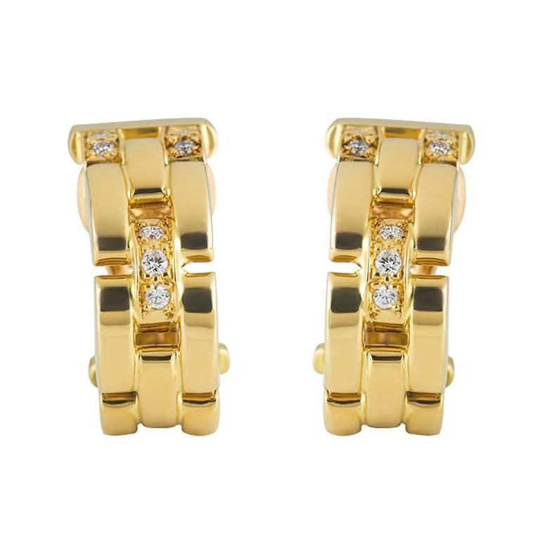 Cartier Maillon Panther Diamond and Gold Earrings