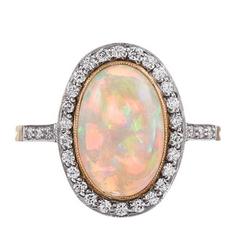 2.23 Carat Opal Cabochon Diamond Ring 9