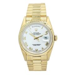 Rolex Yellow Gold White Roman Dial Day/Date President Automatic Wristwatch 9