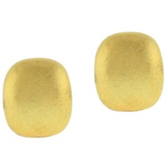 Tiffany & Co. Cushion Shape Textured Gold Earrings