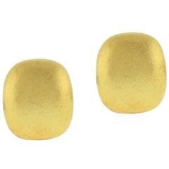 Tiffany & Co. Cushion Shape Textured Gold Earrings 6