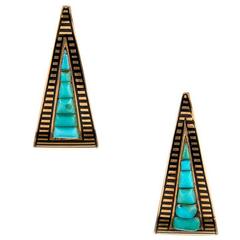 Arts and Crafts Earrings with Turquoise 
Enamel, Circa 1910