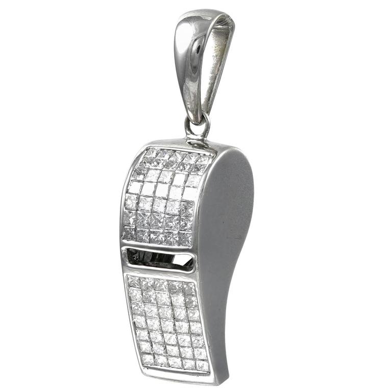 Diamond White Gold Whistle For Sale at 1stdibs