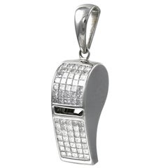 Retro Diamond White Gold Whistle