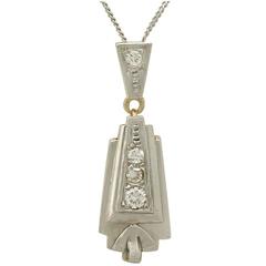 1940s Art Deco Diamond and Yellow Gold Pendant 10
