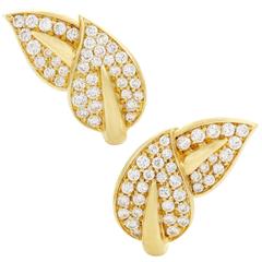 Van Cleef & Arpels Diamond Pave Yellow Gold Leaf Earrings 11