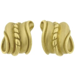 Kieselstein Cord Gold Scroll Earrings