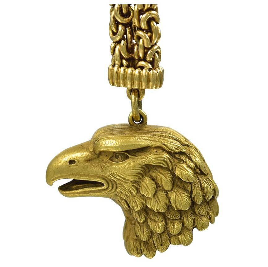 Antique Gold Eagle Head Key Chain