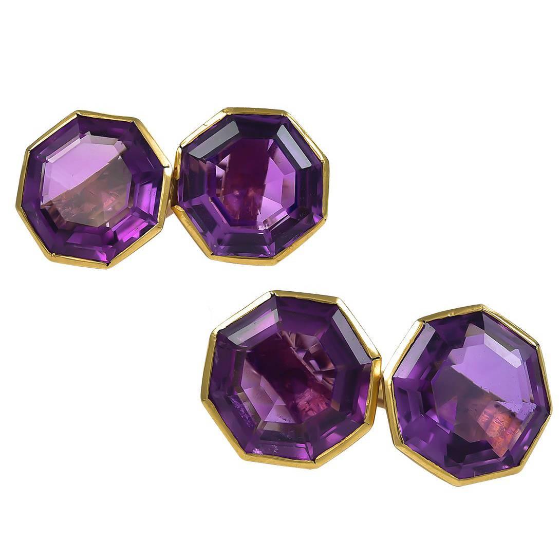 Hervorragende antike Amethyst-Gold-Manschettenknöpfe im Angebot