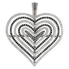 Theo Fennell White and Black Diamond Heart Pendant 2.62ct 9