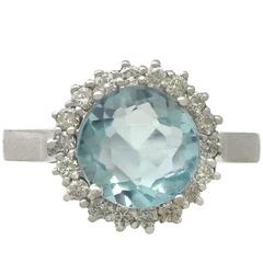 2.10 Carat Aquamarine and 0.38 Carat Diamond, White Gold Ring 12